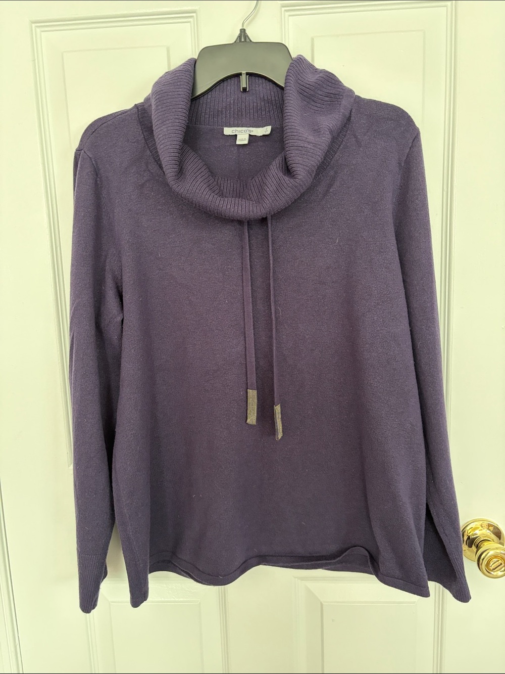 Chico's Plum Cowl Neck Drawcord Sweater